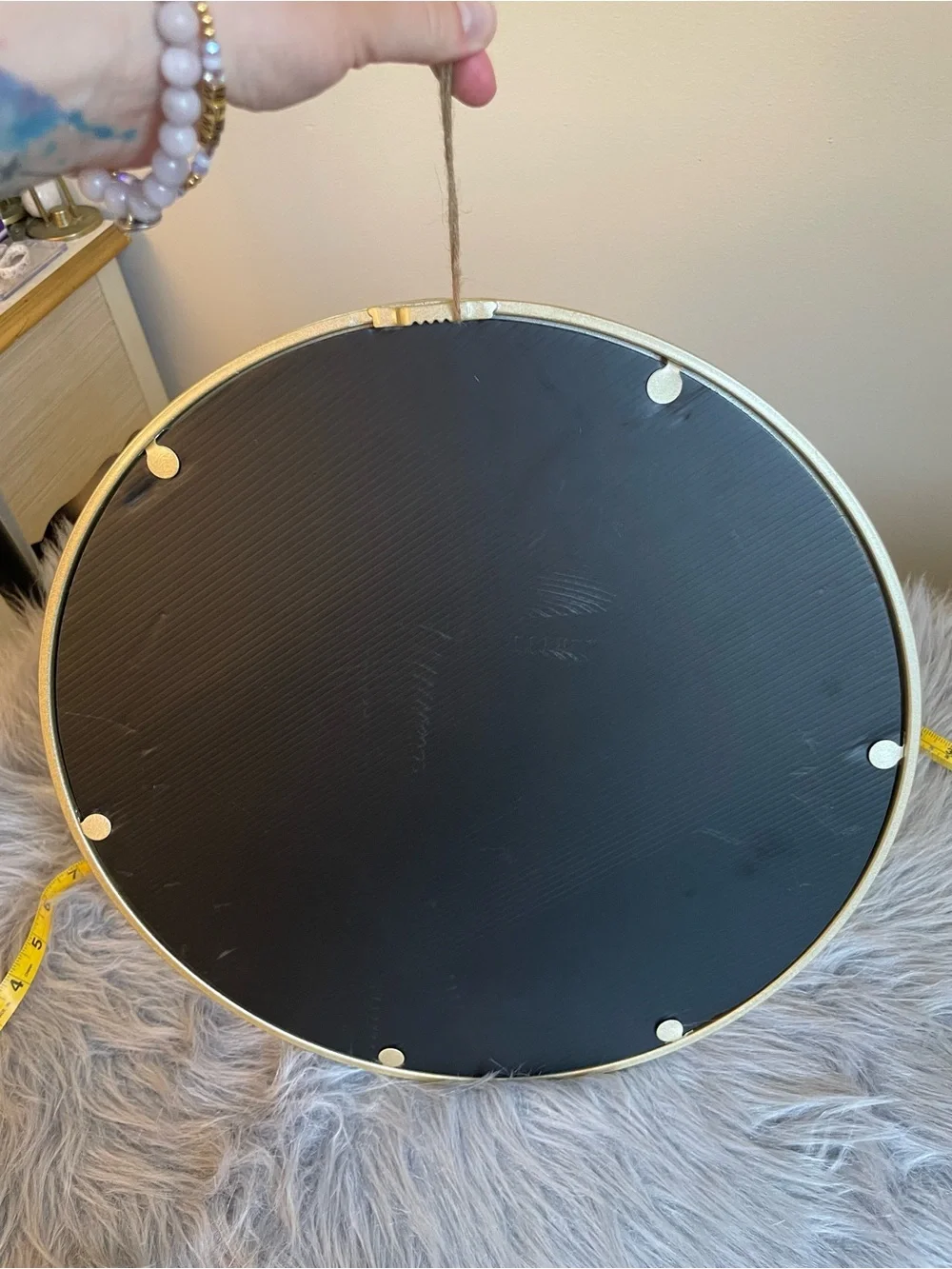 Gold Round Decorative Wall Mirror with Sculptural Accents - Picture 8 of 8